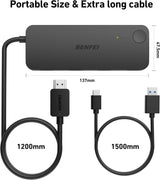 BENFEI 365BK HDMI Switch 4 in 1 Out 4K@60Hz, 2K@144Hz, HDCP 2.3 (with Adaptive Equalization Support 30ft HDMI Transmit) - Close-Up Angle
