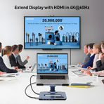 BENFEI 000366GY Laptop Stand with USB C Hub, Multi Function With USB and KVM Switch and 15W Wireless Charger