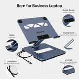 BENFEI 380GY Laptop Stand with USB C 6 in1 4K@60Hz HDMI, 4 x USB3.0, 100W PD Docking Station - Front View
