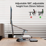 BENFEI 380GY Laptop Stand with USB C 6 in1 4K@60Hz HDMI, 4 x USB3.0, 100W PD Docking Station - Close-Up Angle