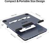 BENFEI 380GY Laptop Stand with USB C 6 in1 4K@60Hz HDMI, 4 x USB3.0, 100W PD Docking Station - Low Angle