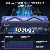 BENFEI M.2 SSD Enclosure USB3.2 Gen2 10 Gbps, Tool-Free for NVME B & M Keys with Size 2230/2242/2260/2280 SSDs - Front View