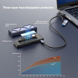 BENFEI M.2 SSD Enclosure USB3.2 Gen2 10 Gbps, Tool-Free for NVME B & M Keys with Size 2230/2242/2260/2280 SSDs - Rear View