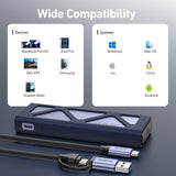 BENFEI M.2 SSD Enclosure USB3.2 Gen2 10 Gbps, Tool-Free for NVME B & M Keys with Size 2230/2242/2260/2280 SSDs - Close-Up Angle