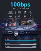 BENFEI 000389GY M.2 NVMe Enclosure with USB-C Hub - Front View