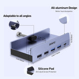 BENFEI 396GY USB-C 8-in-1 Docking HDMI 4K/60Hxz+USB-C(10G)+2xUSB-A(10G)+2xUSB2.0+RJ45+PD100W - Top-Down View