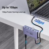 BENFEI 396GY USB-C 8-in-1 Docking HDMI 4K/60Hxz+USB-C(10G)+2xUSB-A(10G)+2xUSB2.0+RJ45+PD100W - 45-Degree Angle