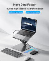 BENFEI 398GY TYPE-C 6-in-1 HDMI+USB-C(10G)+RJ45+2xUSB-A(10G)+PD - 45-Degree Angle