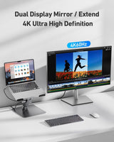 BENFEI 398GY TYPE-C 6-in-1 HDMI+USB-C(10G)+RJ45+2xUSB-A(10G)+PD - Low Angle