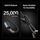 BENFEI 405GY-1M USB B to USB C Printer Cable, Nylon Braided, Premium Aluminium Alloy Case 1M - Low Angle