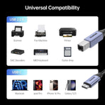 BENFEI 405GY-3M USB B to USB C Printer Cable, Nylon Braided, Premium Aluminium Alloy Case 2M