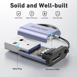 BENFEI 407GY 2-Pack USB Type-A to USB-C Adapter Male to Female Supporting 5V 3A Charging and 10Gbps Data Transmit - Side View