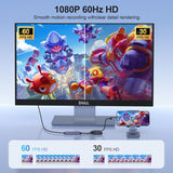 BENFEI 408GY USB-C to USB-C+A + PD (100W) Video/Audio Capture Card Supporting Full HD 1080P 60FPS for Streaming, Recording, Gaming - Side View