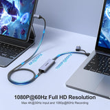 BENFEI 408GY USB-C to USB-C+A + PD (100W) Video/Audio Capture Card Supporting Full HD 1080P 60FPS for Streaming, Recording, Gaming - Top-Down View