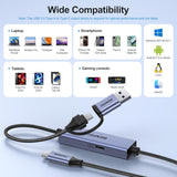 BENFEI 408GY USB-C to USB-C+A + PD (100W) Video/Audio Capture Card Supporting Full HD 1080P 60FPS for Streaming, Recording, Gaming - Rear View