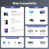BENFEI 412GY Bidirectional USB-C to DisplayPort V1.4 (Support Thunderbolt 4, 8K@60Hz ) Cable 1.8M - Rear View