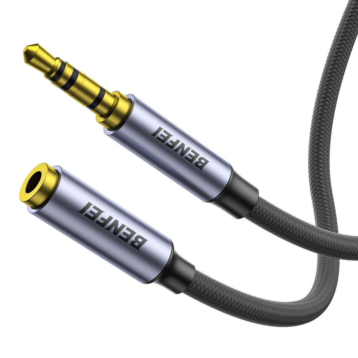 BENFEI 421GY 10M 3.5mm Male to Female AUX Extension Cable, TRRS 4-Pole Stereo Audio Jack Cord for Headphones, Microphone, Smartphones, PC, Laptop,