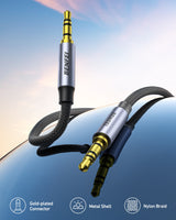 BENFEI 427GY 1M 3.5mm TRRS Male to Male Audio Cable, 4-Pole Stereo Mic Aux Cable, Nylon Braided Headphone Jack Cord - Front View