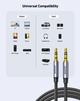 BENFEI 427GY 5M 3.5mm TRRS Male to Male Audio Cable, 4-Pole Stereo Mic Aux Cable, Nylon Braided Headphone Jack Cord - Rear View