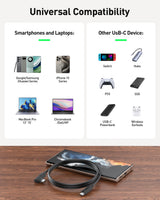 BENFEI 428BK-1M USB C to Right Angle USB C Cable , 90-dgree Angled USB 2.0 Type C Charger Cable, 3A Fast Charging & 480Mbps Data Sync, Durable PVC - 45-Degree Angle