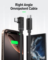 BENFEI 428BK-2M USB C to Right Angle USB C Cable , 90-dgree Angled USB 2.0 Type C Charger Cable, 3A Fast Charging & 480Mbps Data Sync, Durable PVC - Front View