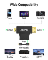 BENFEI 434BK Micro HDMI + Mini HDMI male to HDMI female Adapter - Side View