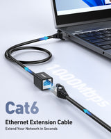 BENFEI 435BK-1M RJ45 Extension Male/Female Patch cords Cat6 1000Mbps 1M - Side View