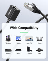 BENFEI 435BK-1M RJ45 Extension Male/Female Patch cords Cat6 1000Mbps 1M - Top-Down View