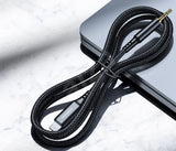 CHOETECH 8-Pin to 3.5mm Male Audio Cable for iPhone - 1M Length, Black - Front View