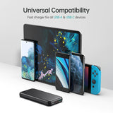 CHOETECH 10000mAh Fast Charge Power Bank with PD18W and QC 3.0 - 45-Degree Angle