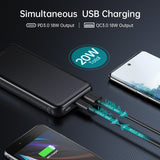 CHOETECH 10000mAh Fast Charge Power Bank with PD18W and QC 3.0 - Rear View