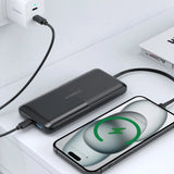 CHOETECH B654 10000mAh Pwer Bank 22.5W USB-A / USB-C / micro USB with built-in USB-C / Lightning cable - black - Rear View