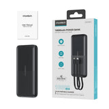 CHOETECH B654 10000mAh Pwer Bank 22.5W USB-A / USB-C / micro USB with built-in USB-C / Lightning cable - black - Rear View
