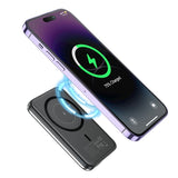 CHOETECH Magnetic Wireless Power Bank 5000mAh with 10W Fast Charging (Silver) - Side View
