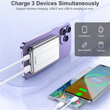 CHOETECH Magnetic Wireless Power Bank 5000mAh with 10W Fast Charging (Silver) - Top-Down View