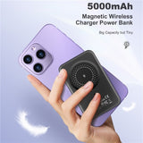 CHOETECH Magnetic Wireless Power Bank 5000mAh with 10W Fast Charging (Silver) - Low Angle