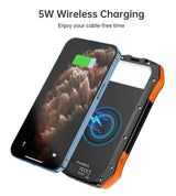 CHOETECH 20000mAh Solar Charging Power Bank with Qi Wireless and USB-C Fast Charge - Top-Down View
