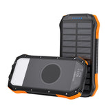 CHOETECH 10000mAh Solar USB-C Power Bank with Wireless Charging and LED Flashlight - Front View