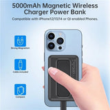 CHOETECH B662-BK USB-A + USB-C + Wireless Magnetic Power bank 5000mAh (Black) - Front View