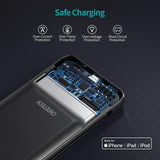 CHOETECH 10000mAh MFi Certified Power Bank with Dual Built-in Cables and PD18W Fast Charging - Rear View