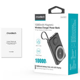 CHOETECH B695-BK 10000mAh 22.5W USB-A + USB-C x 2 + MagLeap Wireless Charge Power Bank Black - Close-Up Angle
