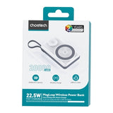 CHOETECH B696-WH 20000mAh 22.5W USB-A + USB-C x 2 + MagLeap Wireless Charge Power Bank White - Rear View