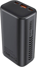 CHOETECH B701-GY 10000mAh PD30W USB-A + USB-C x 2, 3-Port & TFT Display Power Bank - Front View