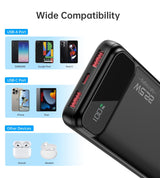 CHOETECH B728 10000mAh Fast Charging Power Bank with Digital LED Display - Side View