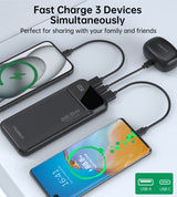 CHOETECH B728 10000mAh Fast Charging Power Bank with Digital LED Display - Close-Up Angle