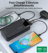 CHOETECH B731 40000mAh High-Capacity Power Bank with 22.5W PD and LED Display - Low Angle