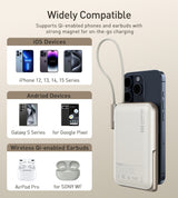 CHOETECH B735-WH 10000mAh 20W MagLeap Wireless Power Bank White with Phone Holder and Build-in Cable - Top-Down View