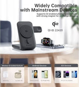 CHOETECH B750 Qi2 Certified 3-in-1 magnetic charger Stand with 10000mAh battery - Close-Up Angle