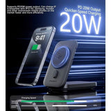 CHOETECH B750 Qi2 Certified 3-in-1 magnetic charger Stand with 10000mAh battery - Low Angle