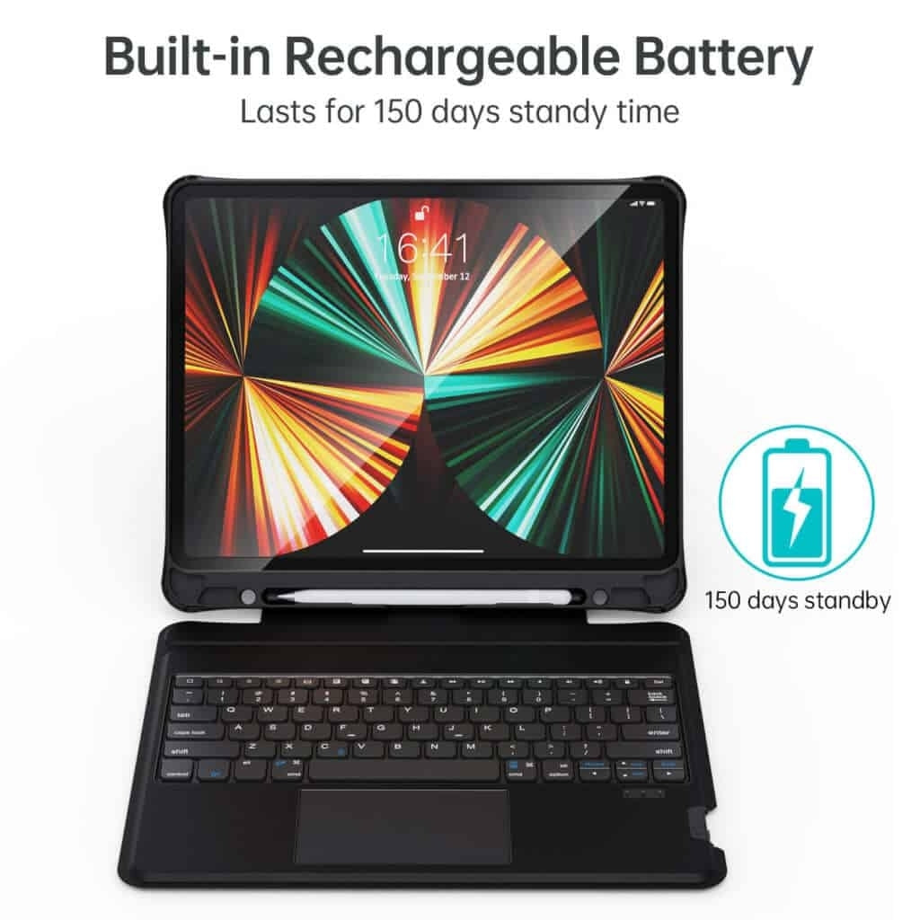 CHOETECH Backlit Bluetooth Keyboard with Touchpad for iPad Pro 10.9 (Black)